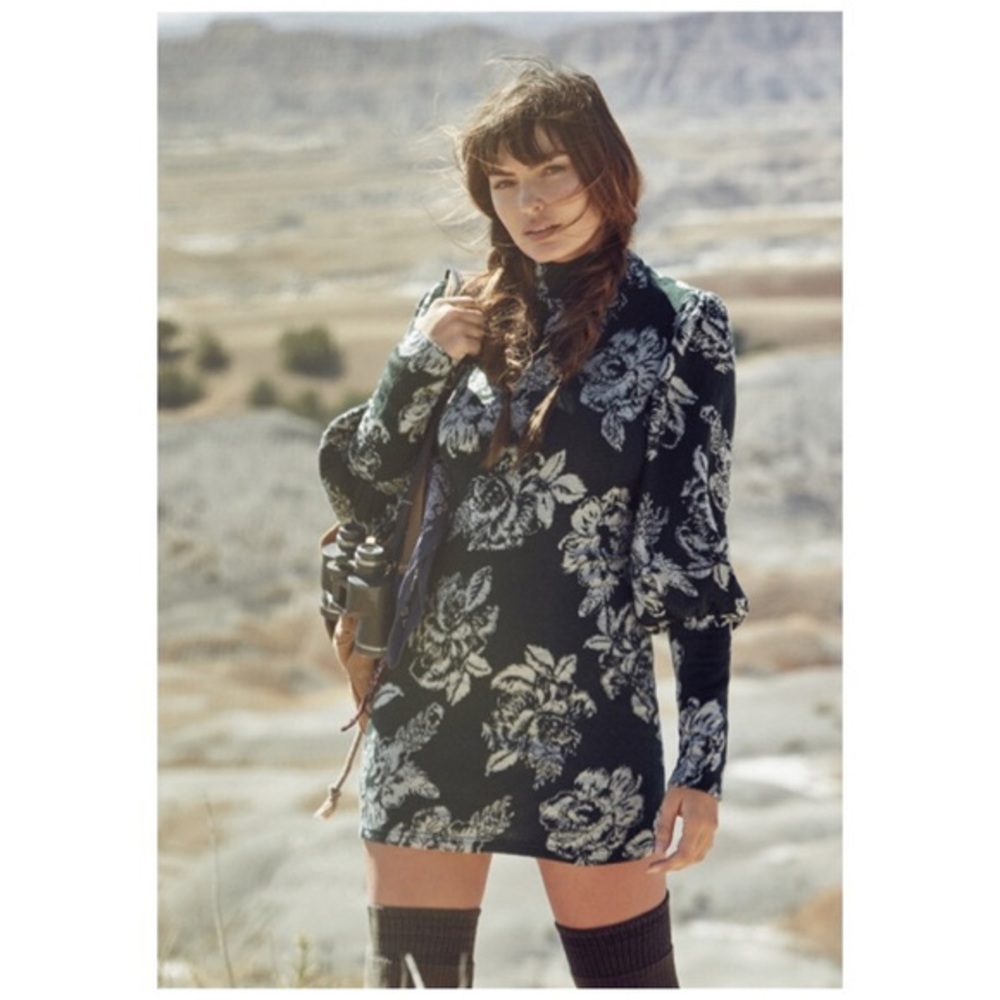 Free People Farrah Mock-Neck Sweater Dress Green M